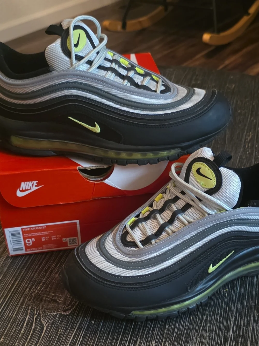 Nike Air Max 97 Box Label - Pure Platinum/Volt/Black/White